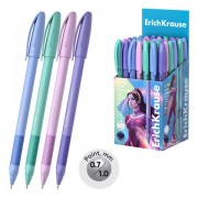 Ручка шариковая с грипом ERICH KRAUSE 'U-109 Stick&Grip Pastel', СИНЯЯ, корпус прозра, 58111