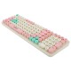 Клавиатура беспроводная бесшумная USB, 105 клавиш, SONNEN K303PM, слоновая кость / розовый / мятный, 513977