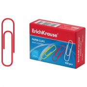 Скрепки металлические ERICH KRAUSE 'Classic', 28 мм, цветные, 100 шт., в картонной коробке, 24871