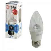 Лампа светодиодная ЭРА, 7 (60) Вт, цоколь E27, 'прозрачная свеча', холодный белый, 30000 ч., LED smdB35-7w-840-E27-Clear, B35-7w-840-E27c
