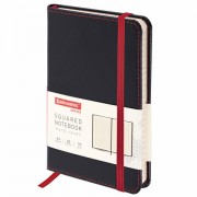 Блокнот МАЛЫЙ ФОРМАТ (100x150 мм) А6, BRAUBERG 'Office', под кожу, 80 л., клетка, черный, 113325