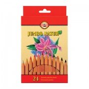Карандаши цветные утолщенные KOH-I-NOOR 'Jumbo natur', 24 цвета, 5,6 мм, некрашеный корпус, подвес, 2174N24001KZ