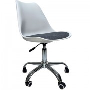 Кресло стул BRABIX 'Eames MG-310 CH', хром, пластик белый, ткань серая, 532924