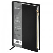 Ежедневник недатированный А5 145х220 мм, BRAUBERG 'Zipline' под кожу, карман-молния,160 л., черный, 116247