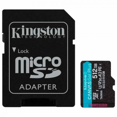 Карта памяти microSDXC 512GB KINGSTON Canvas Go!Plus,UHS-I U1, 170 Мб/с (class 10),ад, SDCG3/512Gb