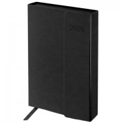 Ежедневник датированный 2026 А5 148х218 мм, GALANT 'Magnetic', под кожу, клапан, черный, 117483