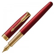 Ручка перьевая PARKER 'Sonnet Core Intense Red Lacquer GT', корпус красный глянцевый лак, позолоченные детали, черная, 1931478