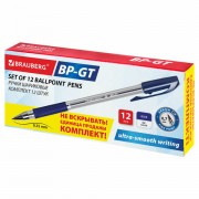 Ручка шариковая BRAUBERG 'BP-GT', КОМПЛЕКТ 12 ШТУК, СИНЯЯ, евронаконечник 0,7 мм, линия письма 0,35 мм, 144005