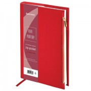 Ежедневник недатированный А5 145х220 мм, BRAUBERG 'Zipline' под кожу, карман-молния, 160 л., красный, 116248