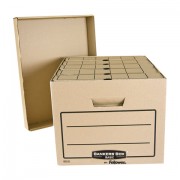 Короб архивный (445x270х335 мм), с крышкой, гофрокартон, FELLOWES (BANKERS BOX) 'Basic', FS-00101