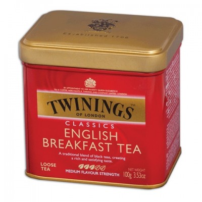 Чай TWININGS (Твайнингс) 'English Breakfast', черный, железная банка, 100 г, F09010