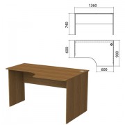 Стол письменный эргономичный 'Бюджет', 1360х900х740 мм, правый, орех французский, 402663-190