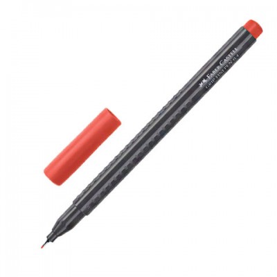 Ручка капиллярная FABER-CASTELL 'Grip Finepen', КРАСНАЯ, трехгранная, корпус черный, 0,4 мм, 151621