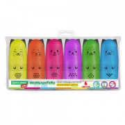 Набор текстовыделителей мини 6 ЦВЕТОВ BRAUBERG KIDS 'CUTE CATS NEON', линия 1-5 мм, 152435