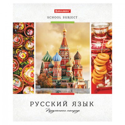 Тетрадь предметная 'УЧЕНЬЕ СВЕТ' 48 л., обложка картон, РУССКИЙ ЯЗЫК, линия, подсказ, BRAUBERG ЭКО, 403533