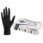 Перчатки нитриловые сверхпрочные с текстурой SFM MEGA TEX BLACK, Германия, 25 пар (50 штук), размер 6-7, S (малый)