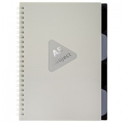 Тетрадь обложка пластик, А5 80 л., гребень, 4 разделителя, клетка, BRAUBERG, бежевый, 405366