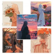 Тетрадь А5, 48 л., BRAUBERG, скоба, клетка, матовая ламинация, 'Восточная девушка' (микс в спайке), 405647