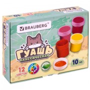 Гуашь BRAUBERG 'МИЛЫЕ КОТЫ', 12 цветов по 10 мл, 192640