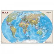 Карта настенная 'Мир. Политическая карта', М-1:25 млн., размер 122х79 см, ламинированная, 3