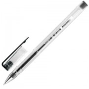 Ручка гелевая STAFF 'Basic', ЧЕРНАЯ, корпус прозрачный, хромированные детали, узел 0,5 мм, линия письма 0,35 мм, 142789