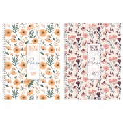 Тетрадь А4, 120 л., BRAUBERG, гребень, клетка, матовая ламинация, 'Цветочный паттерн', 405646