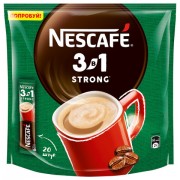 Кофе растворимый порционный NESCAFE '3 в 1 Крепкий', КОМПЛЕКТ 20 пакетиков по 14,5 г, 12460873