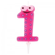 Свеча-цифра для торта '1' 'С глазками', 6 см, ЗОЛОТАЯ СКАЗКА, с держателем, в блистере, 591404