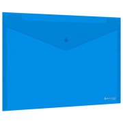 Папка-конверт с кнопкой прозрачная А4, BRAUBERG 'UNIVERSAL', до 100 листов, синяя, 0,15 мм, 273071