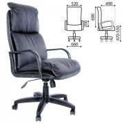 Кресло офисное 'Надир', кожа, монолитный каркас, черное К-01
