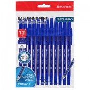 Ручки шариковые BRAUBERG 927 PRO 'WRITING 3.0', КОМПЛЕКТ 12 ШТ., СИНИЕ, пишущий узел 0,5 мм, линия письма 0,25 мм, 144338