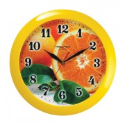 Часы настенные TROYKA 11150126, круг, с рисунком 'Апельсин', желтая рамка, 29х29х3,5 см