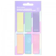Закладки для книг МАГНИТНЫЕ, 'PASTEL', набор 6 штук, 60x20 мм, BRAUBERG, 117013