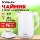 Чайник электрический с двойными стенками SONNEN KT-4103, 1,5 л, 2200 Вт, белый, 456376