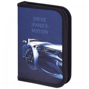 Пенал BRAUBERG с наполнением, 1 отделение, 1 откидная планка, 24 предмета, 21х14 см, 'Sport car', 271527