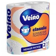Полотенца бумажные бытовые, спайка 2 шт., 2-слойные (2х12 м), VEIRO (Вейро), белые, 5п22
