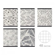 Тетрадь А5, 48 л., BRUNO VISCONTI, скоба, клетка, Soft-Touch, фольга, 'BLACK&WHITE.FLORA' (5 видов), 7-48-1369