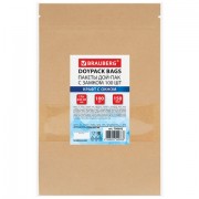 Пакеты дой-пак с замком ZIP LOCK, крафт с окном 60 мм, 170х240 + 40 мм, КОМПЛЕКТ 100 штук, 150 мкм, BRAUBERG, 700692