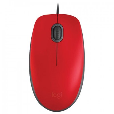 Мышь проводная LOGITECH M110,USB, 2 кнопки+1 колесо-кнопка, оптическая, красная, 910-005489