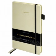 Блокнот А5 138x213 мм, BRAUBERG 'Velvet', резинка, держатель, 80 л., клетка, бежевый, 116240