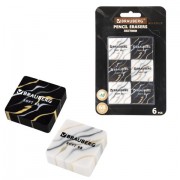 Ластики BRAUBERG 'MARBLE', НАБОР 6 штук, 34х34х11 мм, квадратные, экологичный ПВХ, блистер, 272735