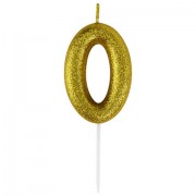 Свеча-цифра для торта '0' золотая с глиттером, 6 см, ЗОЛОТАЯ СКАЗКА, на шпажке, в блистере, 591413