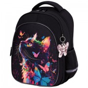Рюкзак BRAUBERG OPTIMA, 2 отделения, с брелоком, 'Butterfly catcher', СВЕТЯЩИЙСЯ, 36х27х18 см, 272097