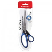 Ножницы BRAUBERG 'Office-Expert' 216 мм, сине-черные, резиновые вставки, 3-х сторонняя заточка, 231563