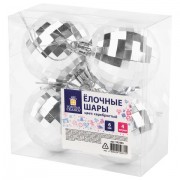 Украшение ёлочное 4 шт., 6 см, 'Диско-шар', пластик, серебристый, ЗОЛОТАЯ СКАЗКА, 592485