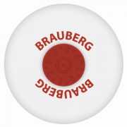 Ластик BRAUBERG 'Universal', 30х30х8 мм, белый, круглый, красный пластиковый держатель, 222472