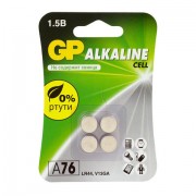 Батарейки КОМПЛЕКТ 4 шт., GP Alkaline, A76 (G13, LR44), алкалиновая, блистер, A76-С10, A76F-2CRU4