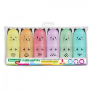 Набор текстовыделителей мини 6 ЦВЕТОВ BRAUBERG KIDS 'CUTE CATS PASTEL', линия 1-5 мм, 152436