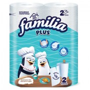 Полотенца бумажные бытовые, спайка 2 шт., 2-слойные (2х12 м), FAMILIA, 22,7x12 см, белые, 5083815