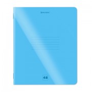 Тетрадь пластиковая обложка (НЕОН) А5, 48 листов, скоба, клетка, BRAUBERG 'Smart Cover', СИНЯЯ, 405039